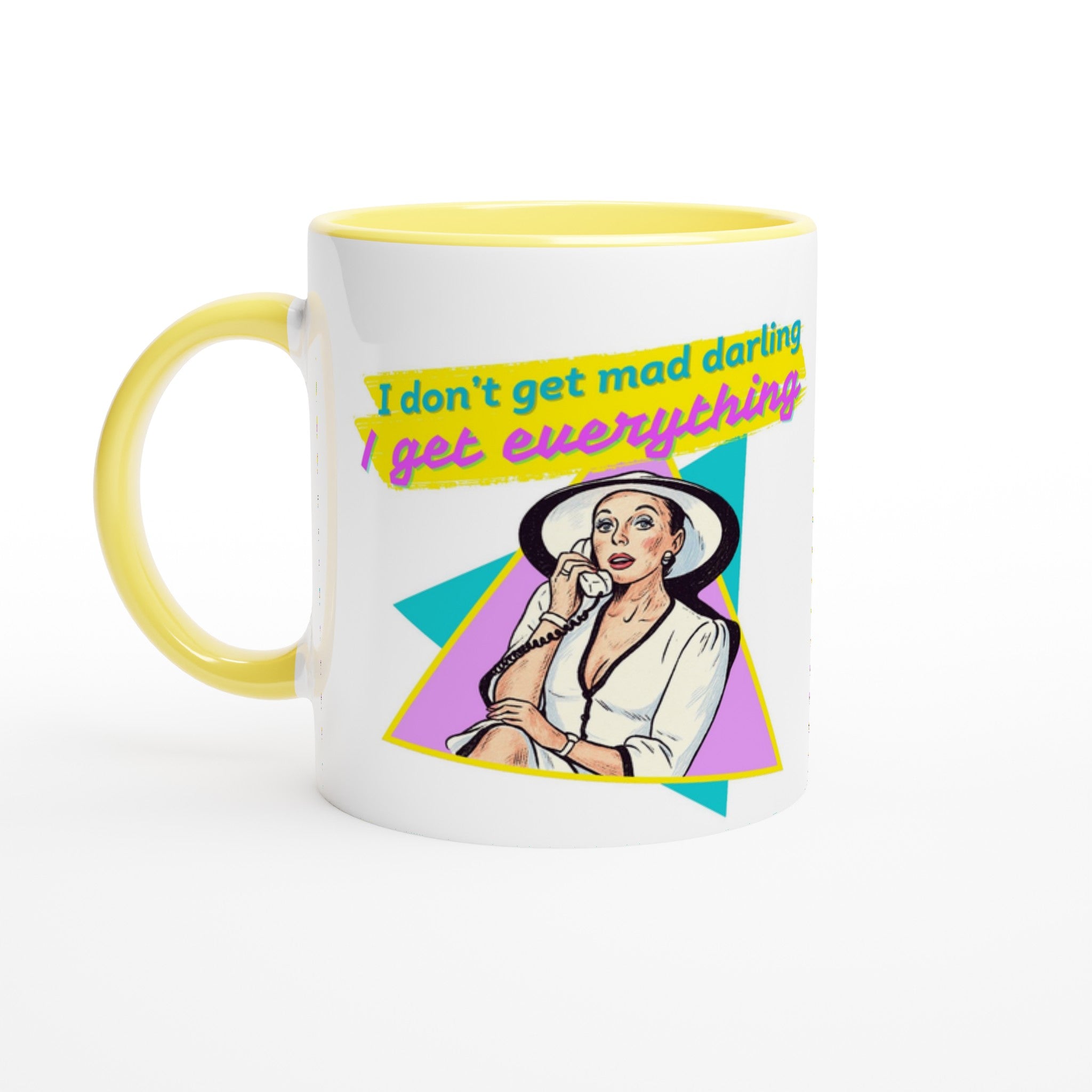 Alexis Dynasty Joan Collins Mug Darling Yellow and White