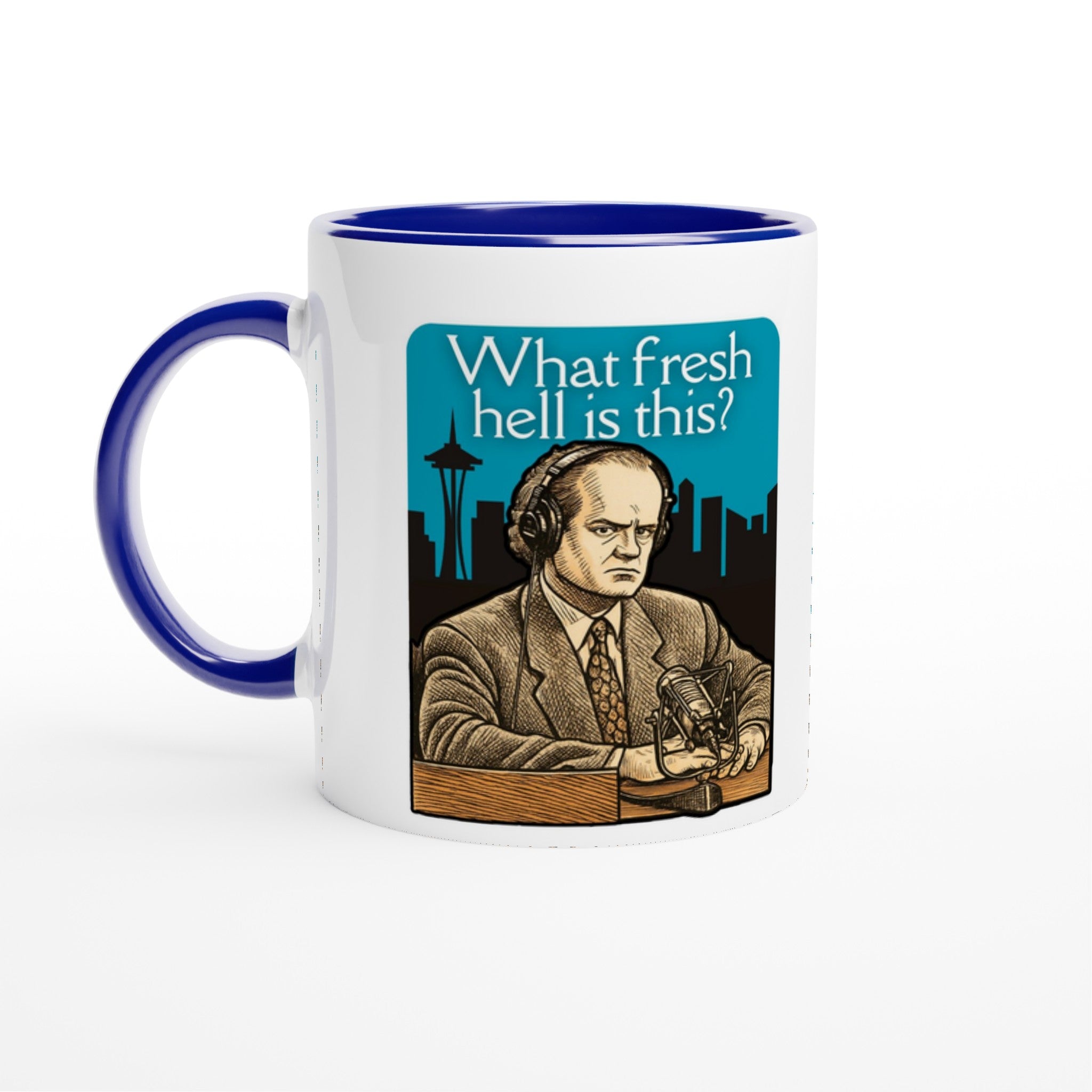 Dr Frasier Crane Seattle Mug blue and white