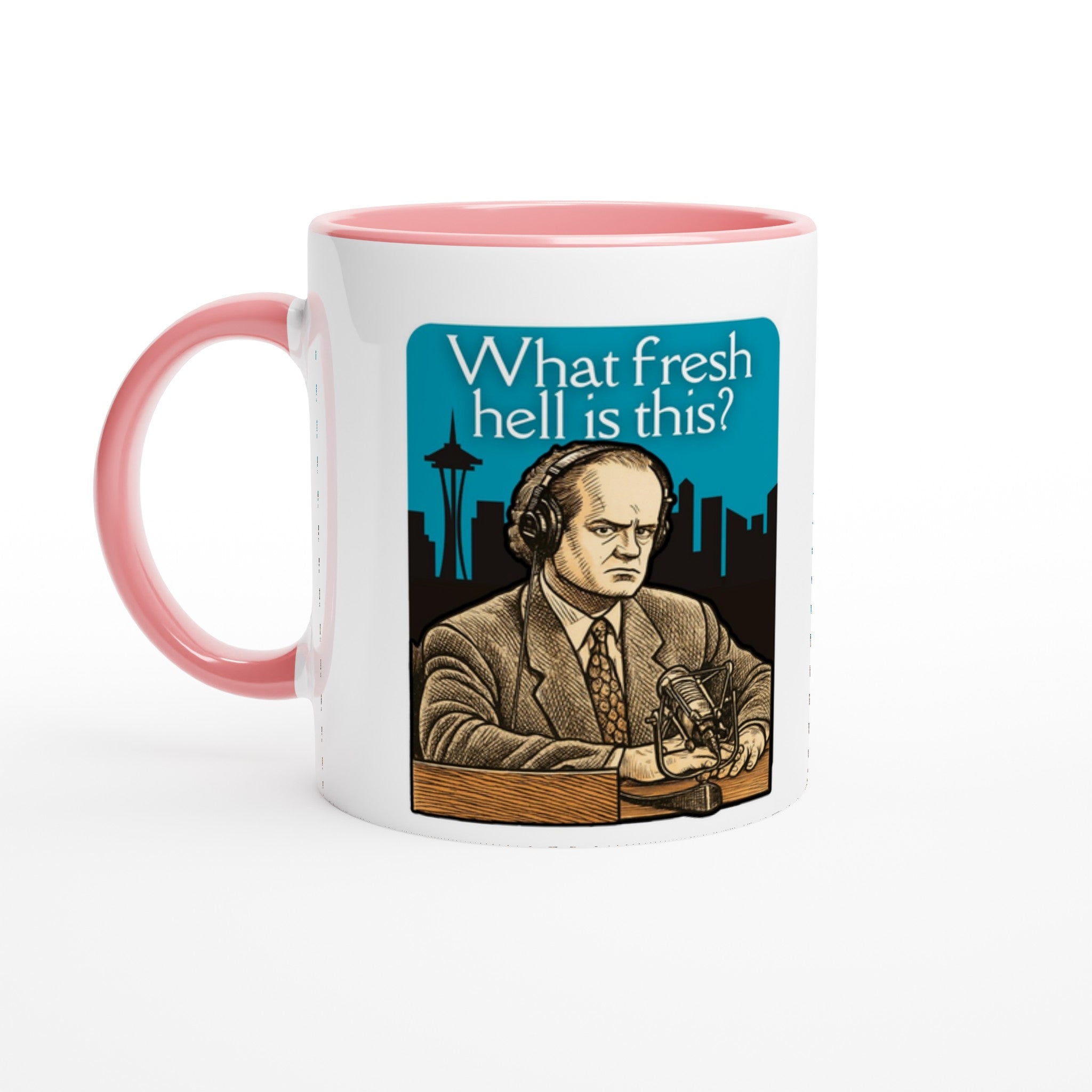 Dr Frasier Crane Seattle Mug pink and white