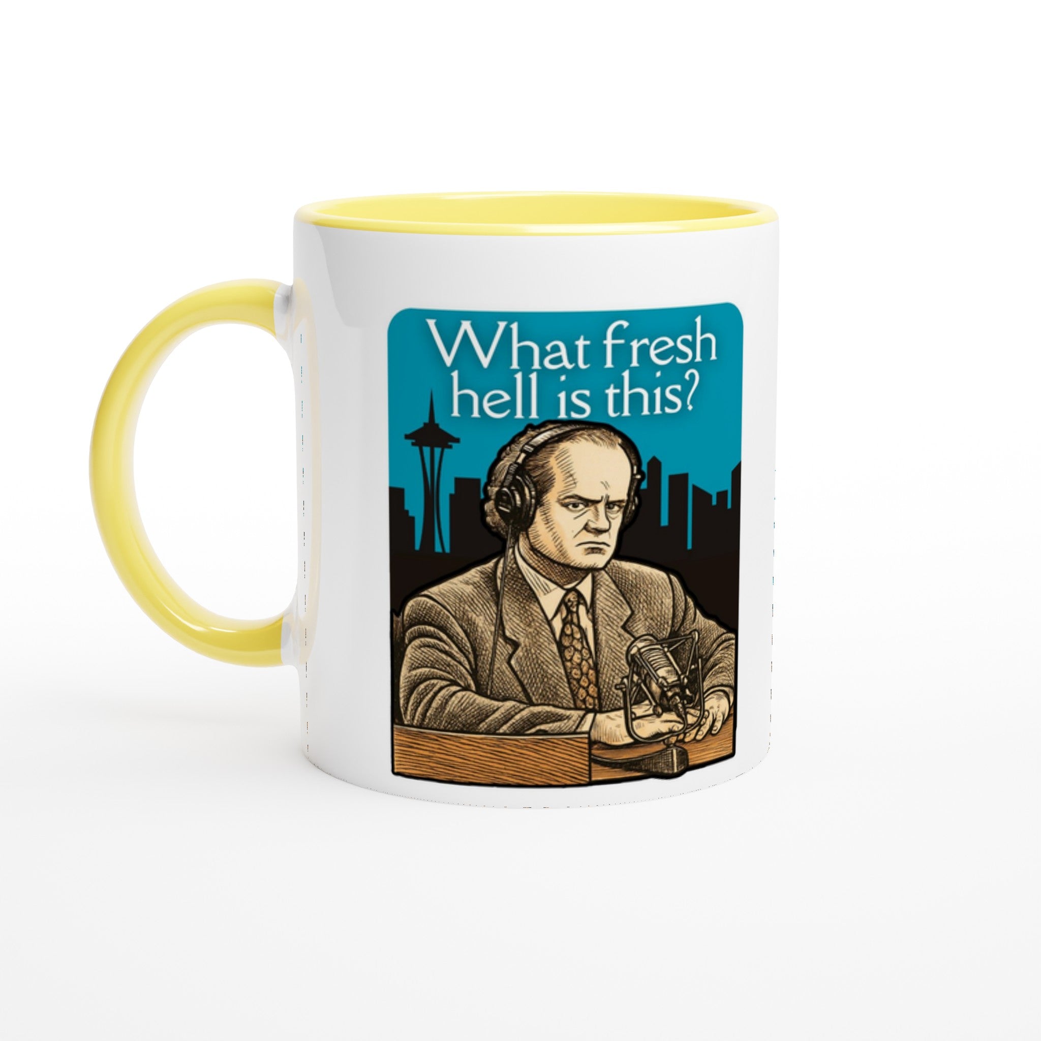 Dr Frasier Crane Seattle Mug yellow and white