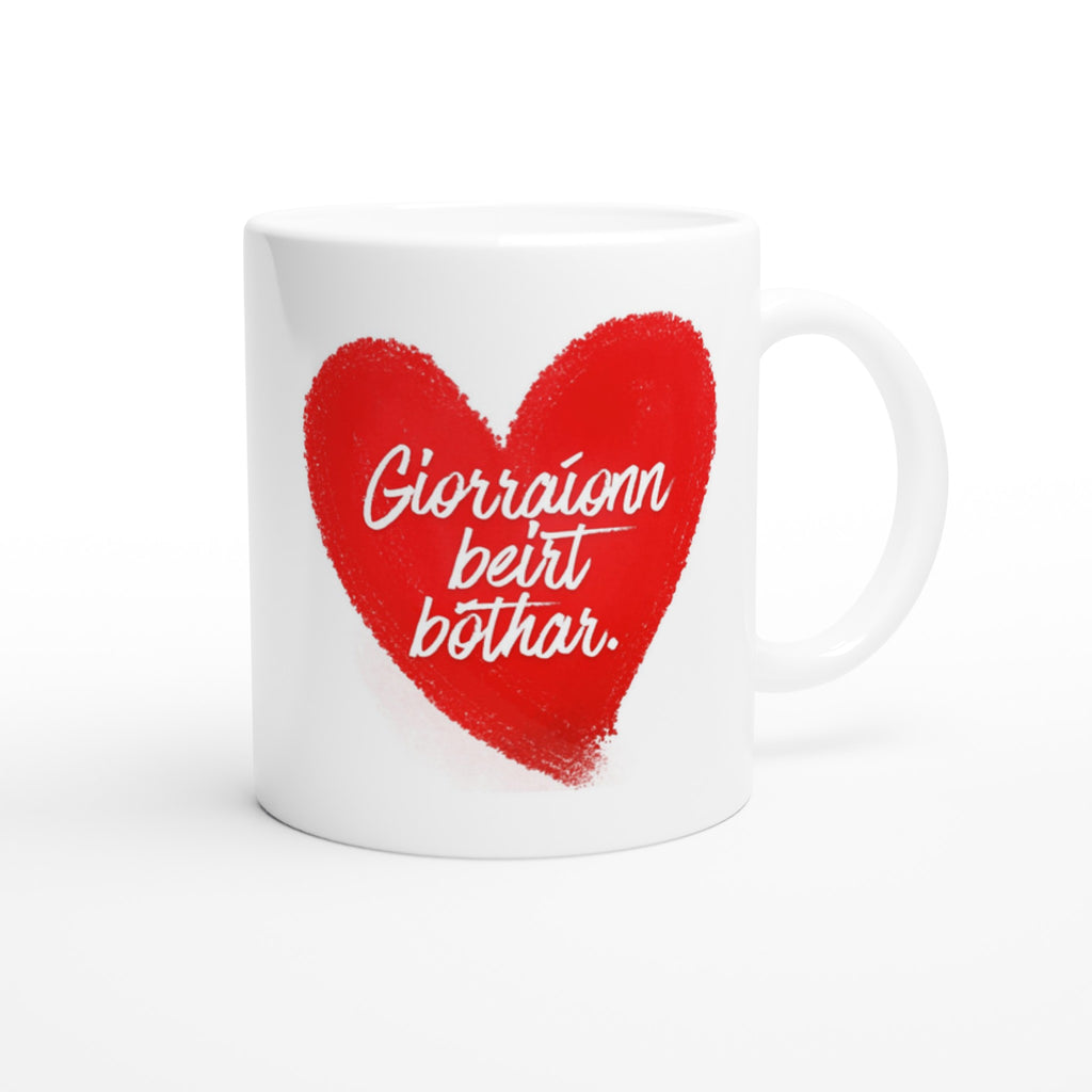 "Giorraíonn beirt bóthar" (Two people shorten the road) Mug Love Romantic, friendship celebrate love