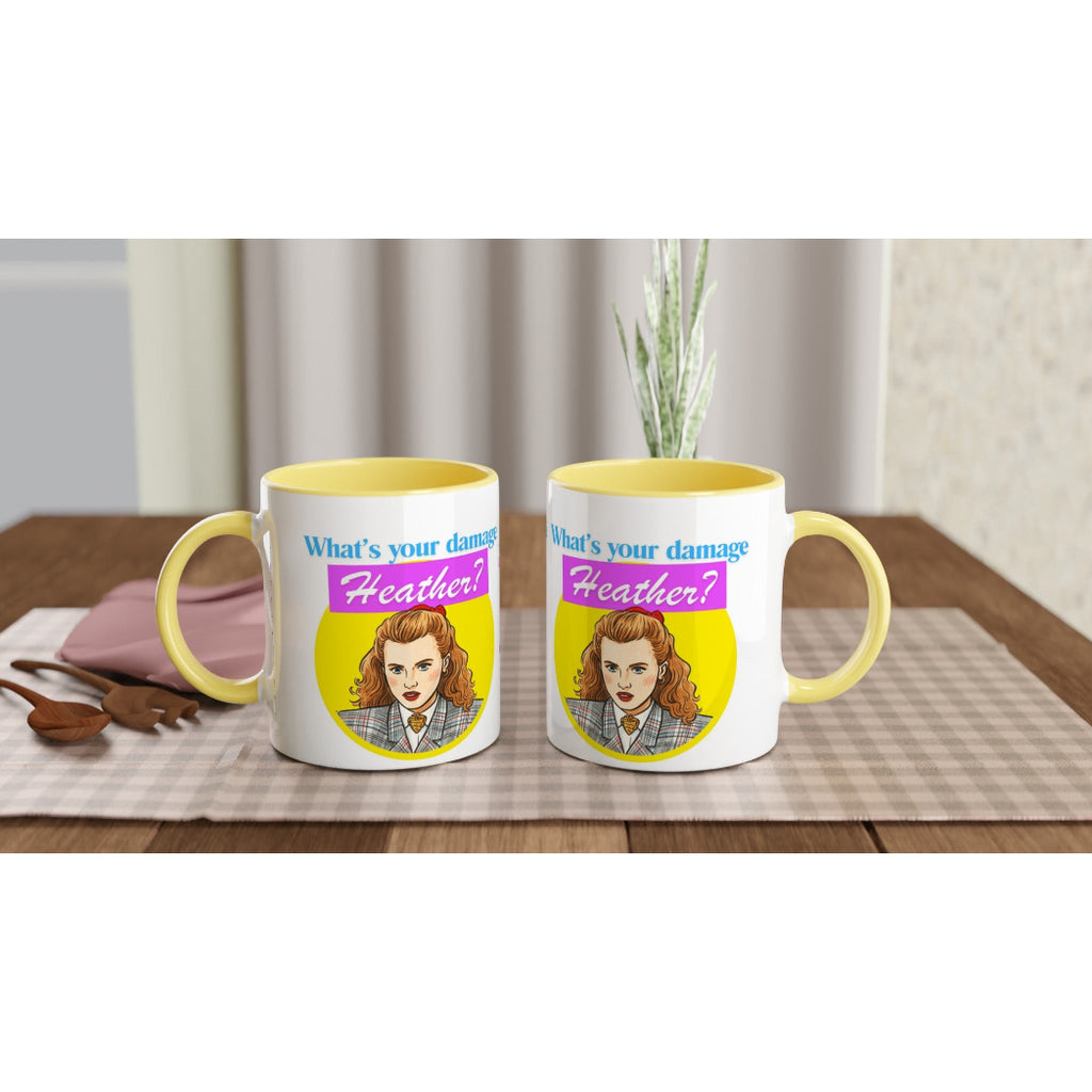 Heathers Mug Yellow on your coffee table