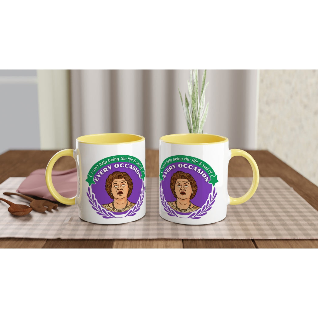 Hyacinth Bucket Mug for every Occasion Yellow on your coffee table
