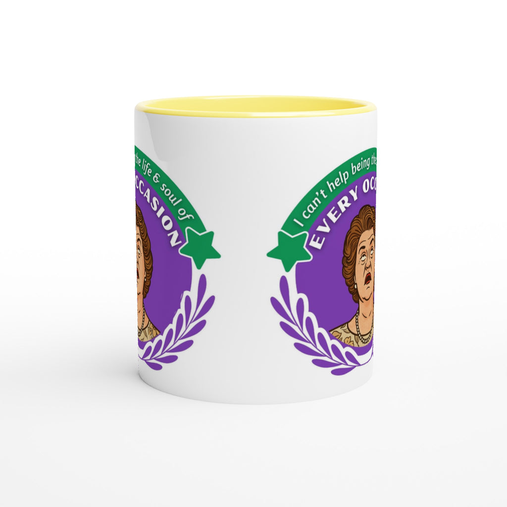 Hyacinth Bucket Mug for every Occasion Yellow side angle