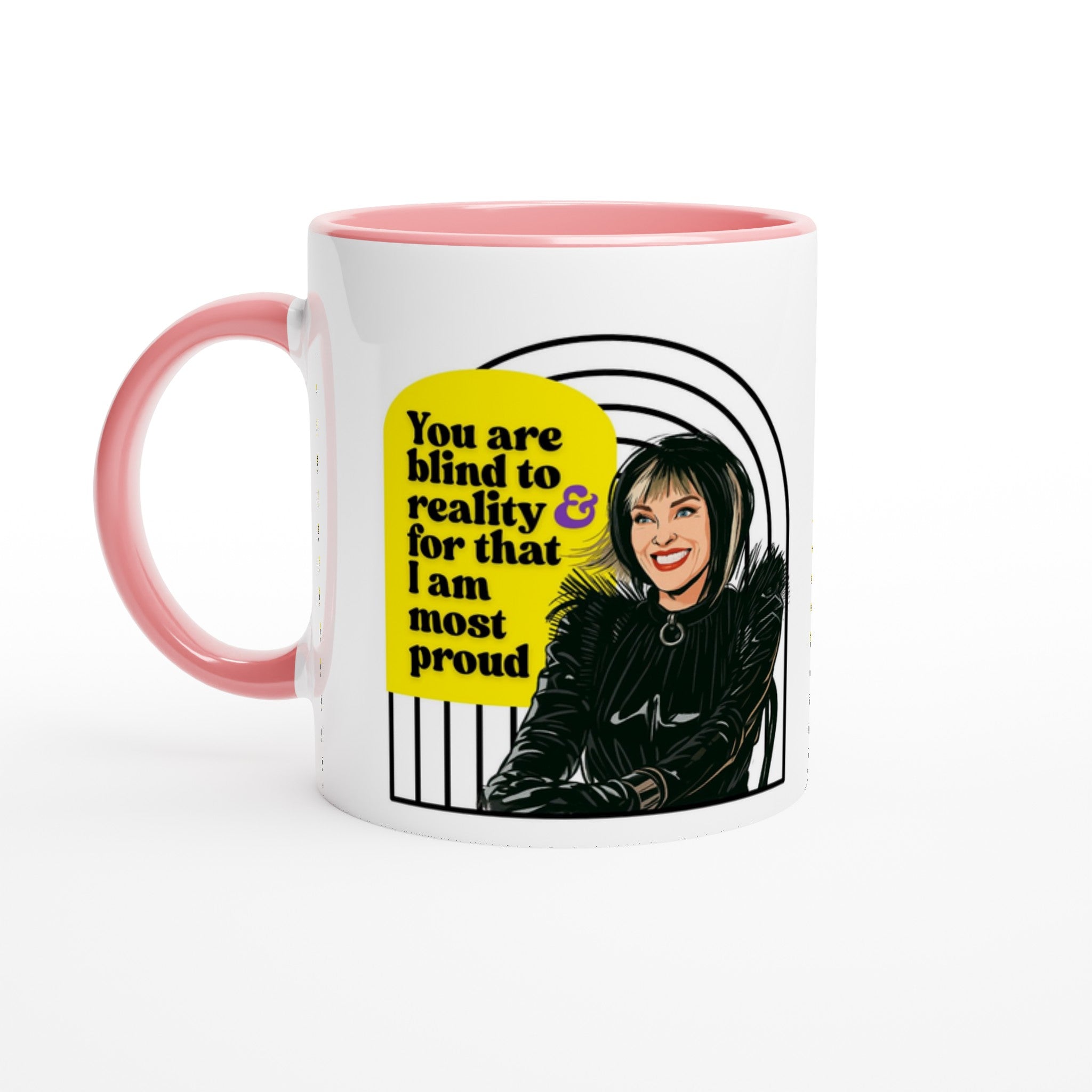 Moira Rose Schitts Creek Mug Pink and White