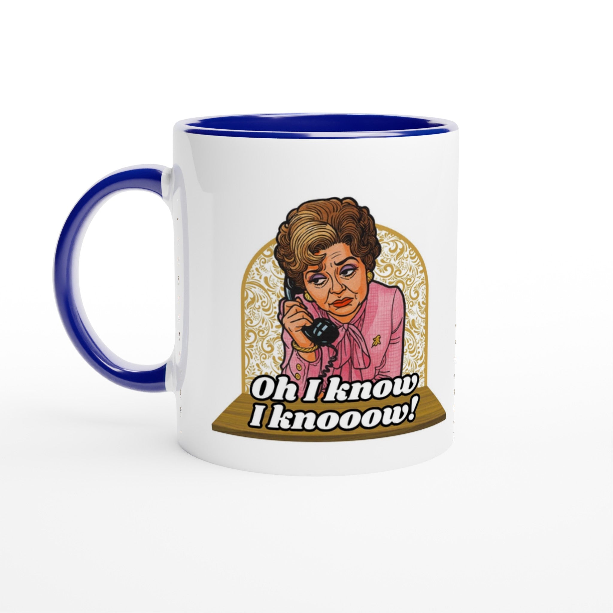Sybil Fawlty inspired Mug blue and white