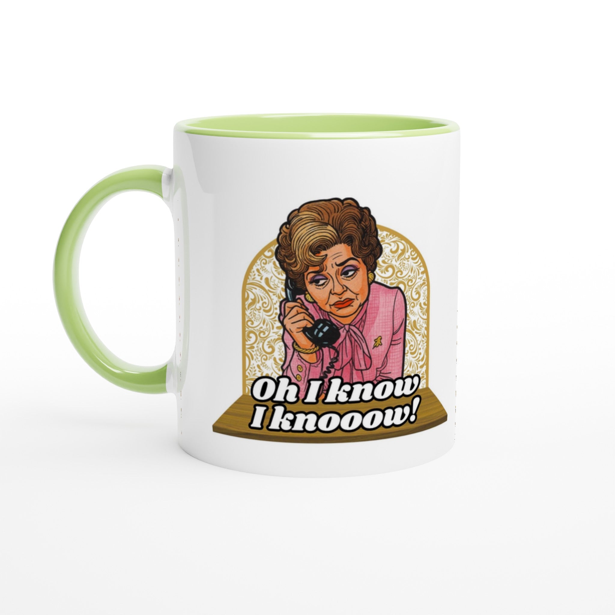 Sybil Fawlty inspired Mug green and white